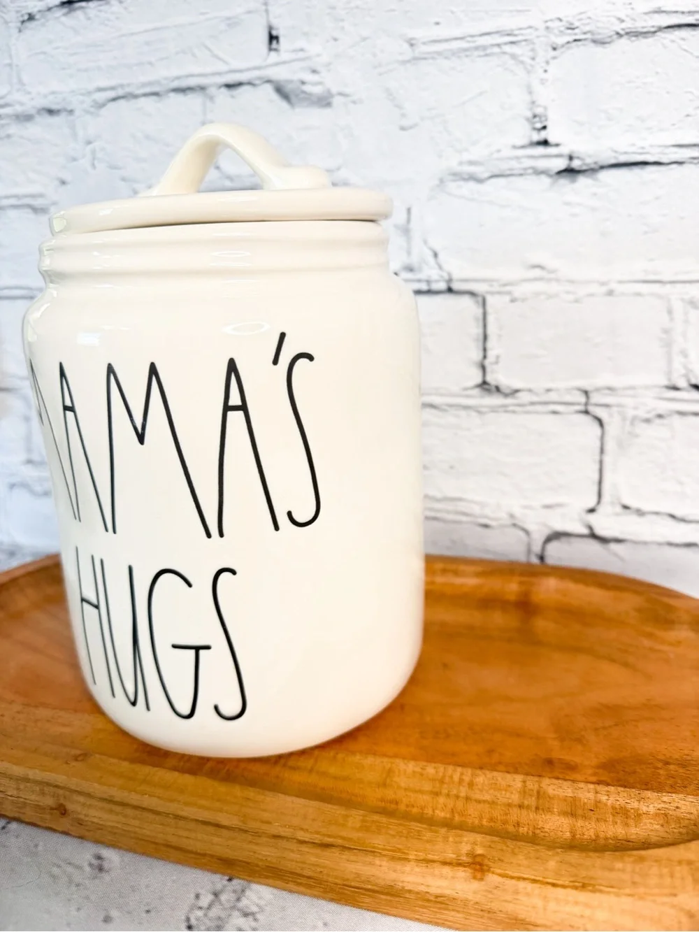 Rae Dunn Cream Ceramic Canister - 'MAMA'S HUGS'